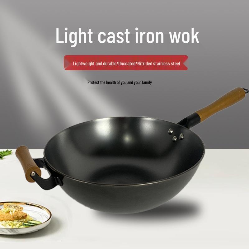 

Чугунный вок без покрытия, не ржавеющий - Настоящая нержавеющая сталь, антипригарная бытовая кастрюля для приготовления пищи 28 cm