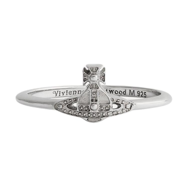 Vivienne Westwood Oslo Saturn Logo Design Recycled Silver Ring Unisex ring 64040049-01P019-SM-PLATINUM Basic Packaging-Dust Bag+Box,L