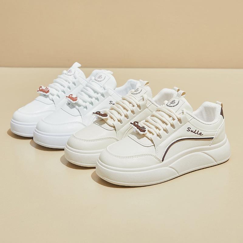 Spring White Shoes New Style of Female Students' Thick-soled High-rise Sports Shoes Casual Street Shot