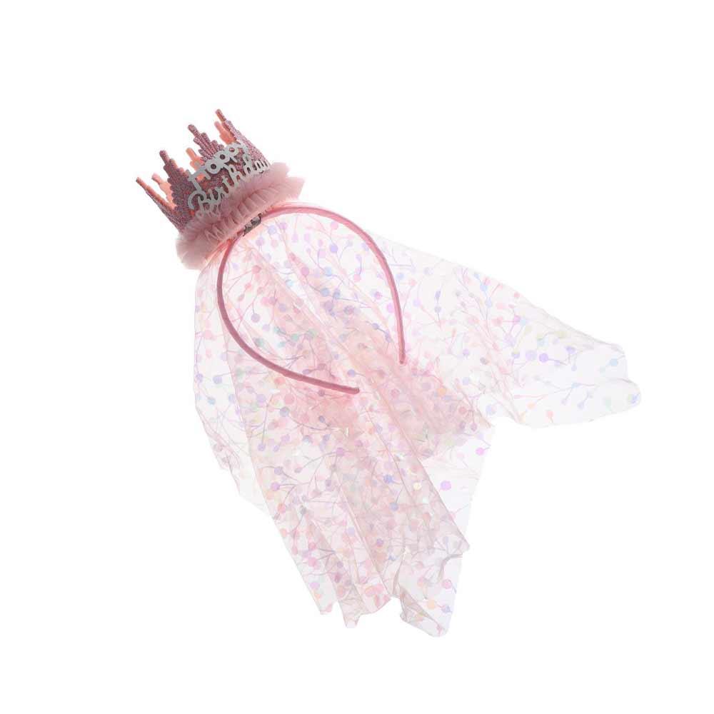 Hair Accessories Happy Birthday Hairband Headwear Crown Hairband Fairy Lace Mesh Hair Hoop Baby