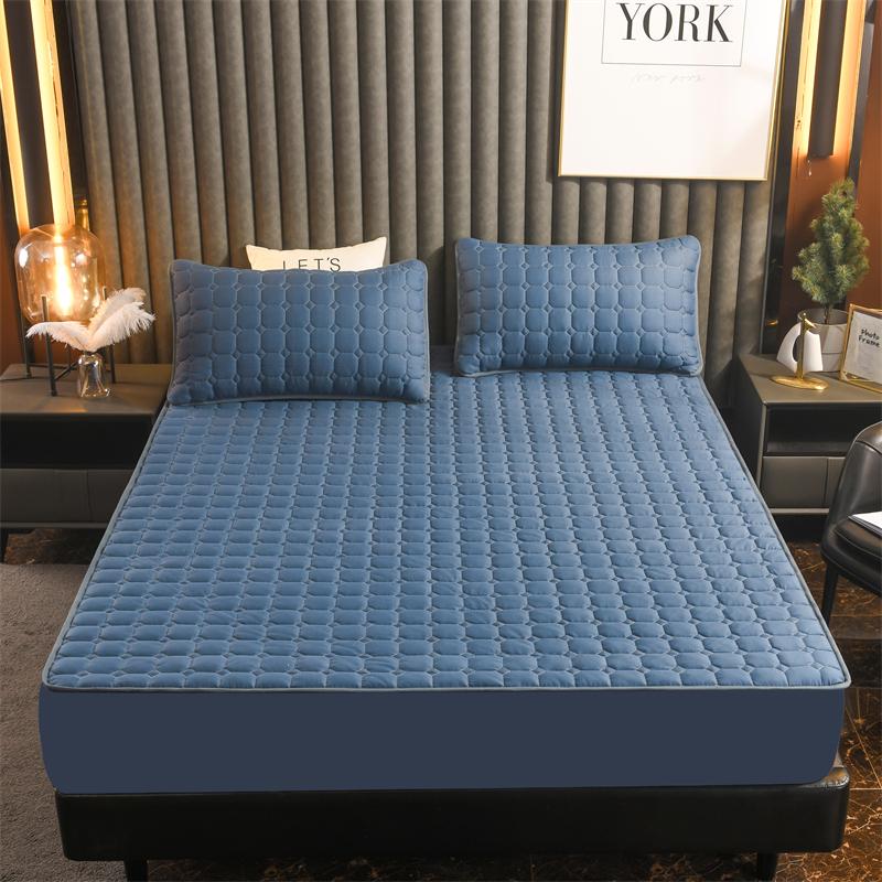 

Зимняя Эластичная Толстая Двойная Простыня Стеганое Покрывало на Кровать Наматрасник Чехол 150 160x200 Постельное Белье Пара Белый Серый 150x200x30cm