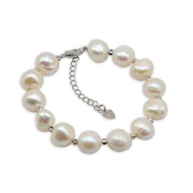 Large Pearl Bracelet White Irregular Baroque Pearls Adjustable Silver Bracelet Natural Pearl Gold Bracelet Women Fashion Jewelry