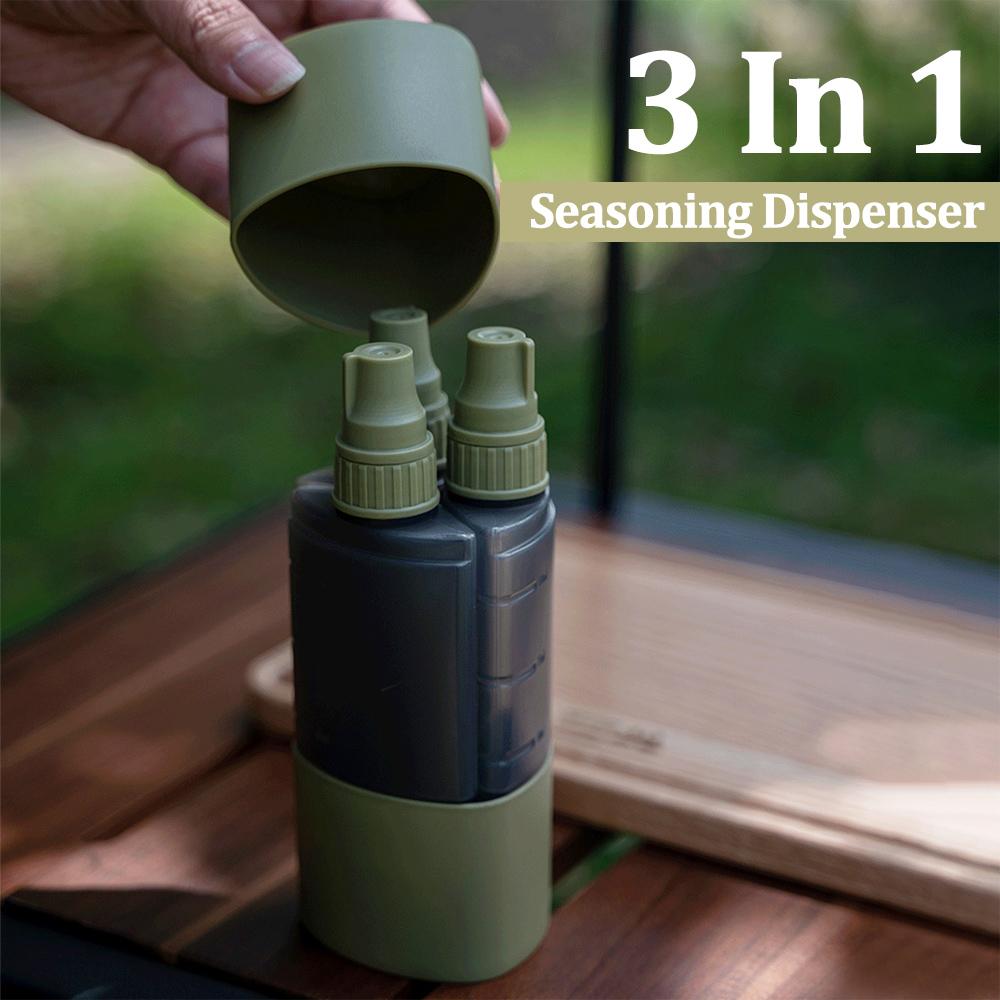 3 In 1 100ml Camping Seasoning Dispenser Bottle Outdoor Barbecue Picnic Seasoning Can Seal Portable Storage Kitchen Utensils
