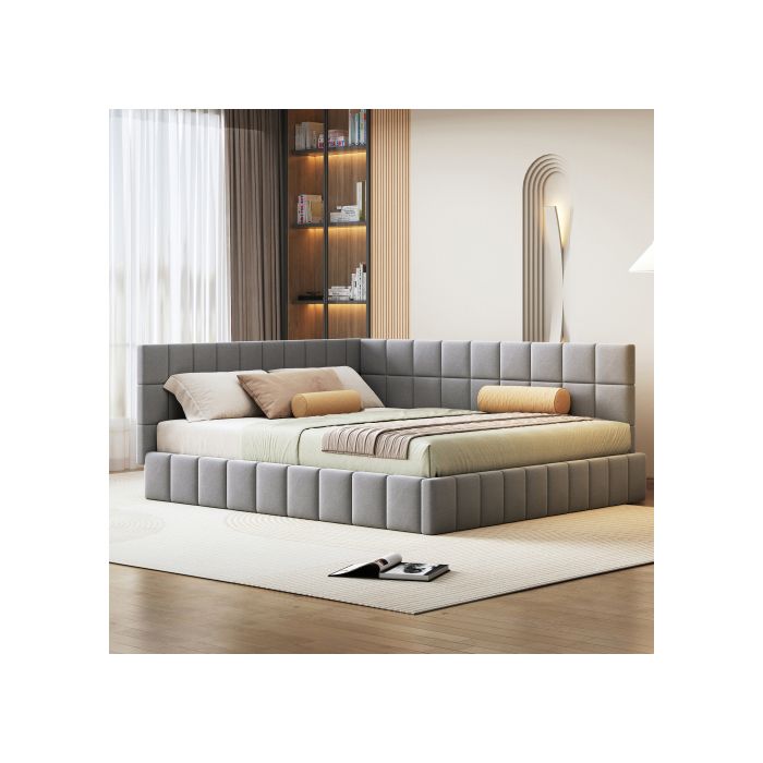 Canapé-lit - MUVOE - 160x200 - Velours Gris Doux - Design Classique - Multifonctionnel