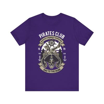 Funny Amputee Shirt, Pirate Club Bad To the Bone V1, Crew Neck T-Shirt