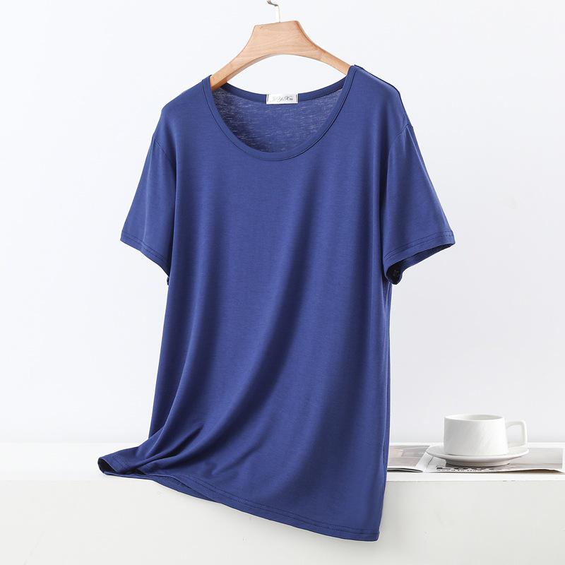 Damen Übergröße Modal Lockeres Kurzarm-T-Shirt
