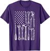 Tools American Flag Graphic Tee Men Mechanic Craftsman Vintage Cotton T-Shirt
