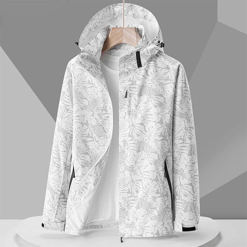 Men Women Couple Thin Windproof Waterproof Printed Sports Windbreaker Casual Coat
