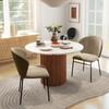 Set of 2 dining chairs padded seat in linen-look fabric stable steel legs modern design light brown