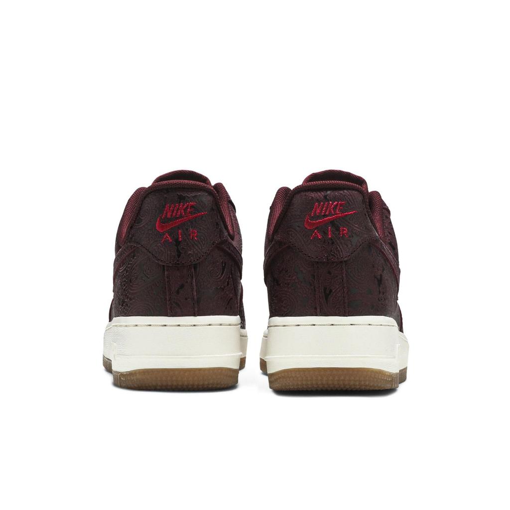 Nike Womens Air Force 1 '07 Premium Essential 'Paisley Pack' (women's sizes) night maroon / night maroon-sail Skate Shoes 860532 600