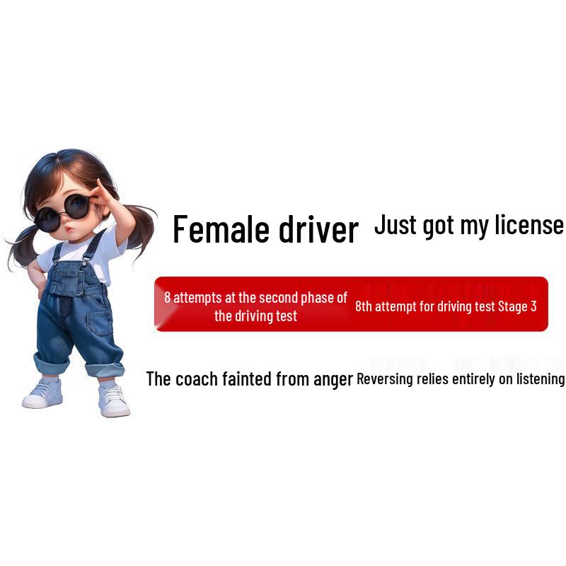 New Driver Alert: 8x Second & Third Stage Failures, Female Driver Fun Waterproof Car Sticker