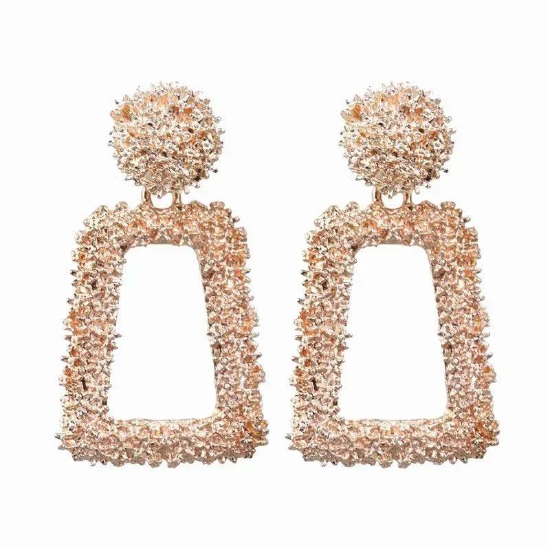 Geometric Exaggerated Trapezoidal Alloy Earrings Retro Relief Electroplated Earrings Creative Fashion Women's Jewelry Earring