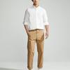 Calvin Klein Solid Color Letter Embroidered Square Neck Casual Slim Fit Long Sleeve Shirt Men Shirts Moon-White J322667