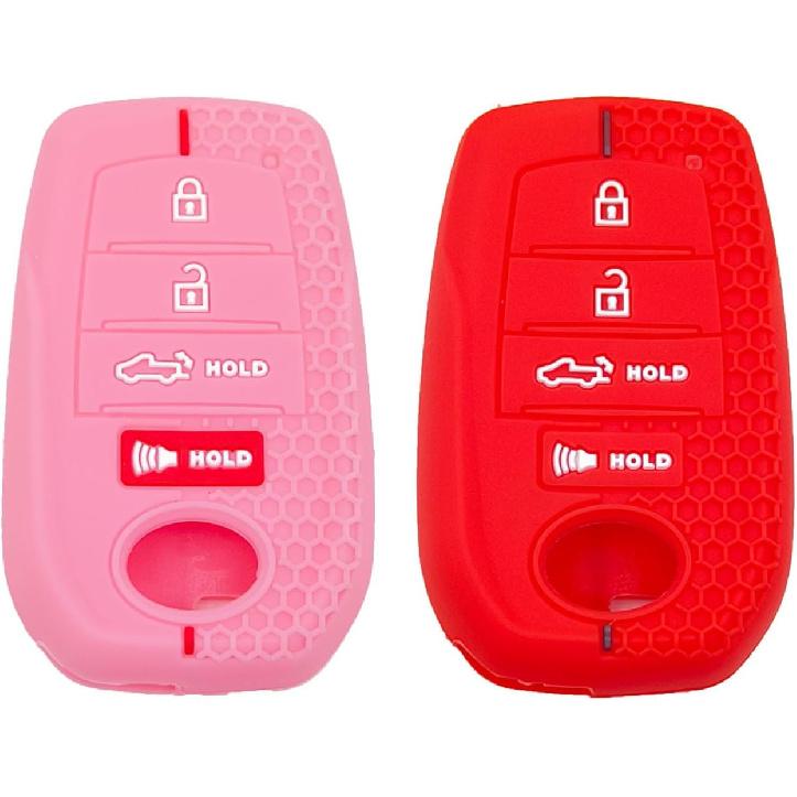 LemSa 2Pcs Silicone Key Fob Cover Case Protector Holder for Toyota 2026 2025 2024 2023 Tacoma Tundra Camry Corolla Crown Prius Venza Sequoia Grand