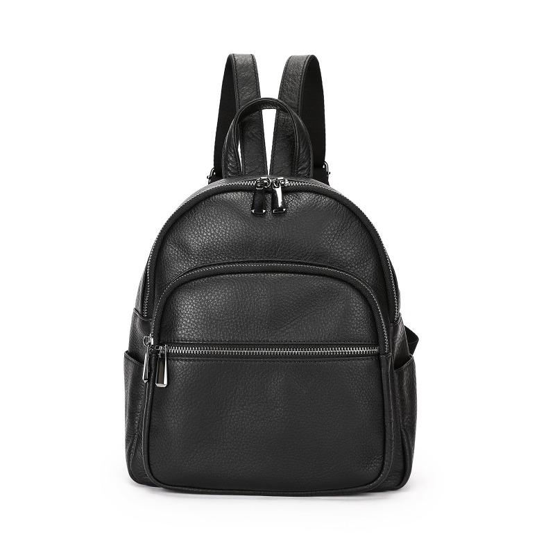 Fashionable Soft Leather Commuter Backpack Large-capacity Travel Bag and Schoolbag