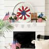 Wooden 4th of July Decoration Door Wreath for Front Door Sign Star Wall Signs, Independence Day Patriotic Day Wreath Welcome Memorial Day Hanging for