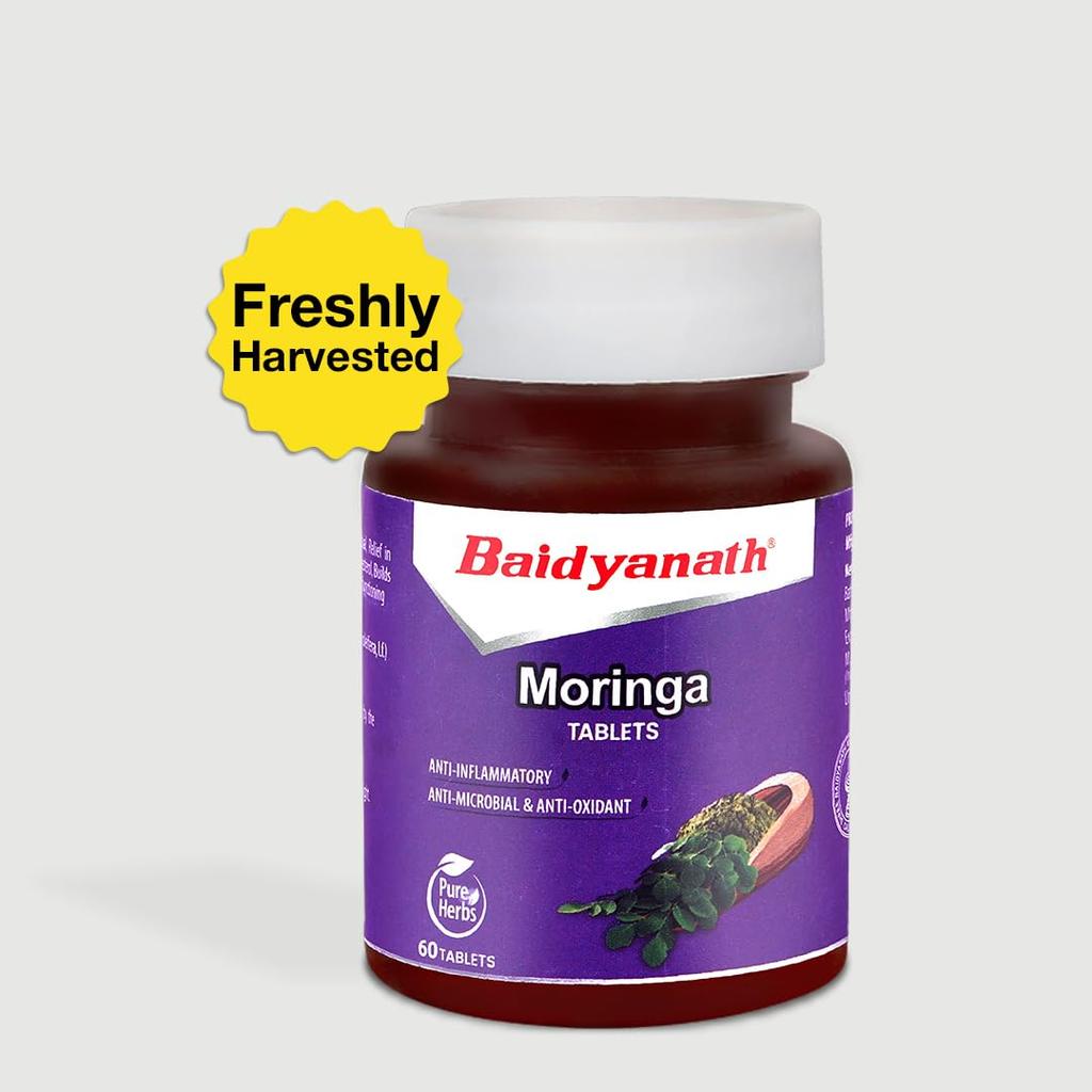 Baidyanath Moringa Tablets 60 Tabs 250mg | Drumstick Leaf Supplement for Gut Health and Wellness