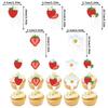 Holiday Birthday Party Cake Topper & Décor Set with Strawberry, Banner, Flowers, and Spiral Pendants