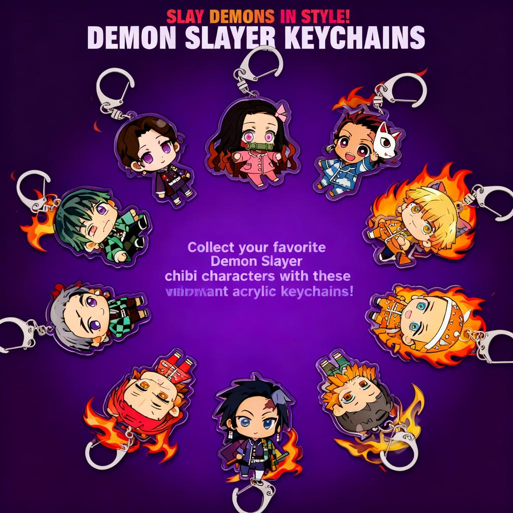 Demon Slayer Kimetsu no Yaiba Anime Pajamas Series Tanjiro Kamado Tokito Muichiro Acrylic Double Sided Lovely Keychain Transparent