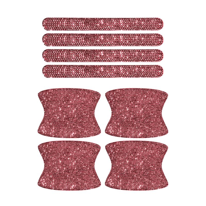 Car Door Handle Bowl Scratch Protective Bling Rhinestone Stickers Silicon Rearview Mirror Anti-collision Protection Strip