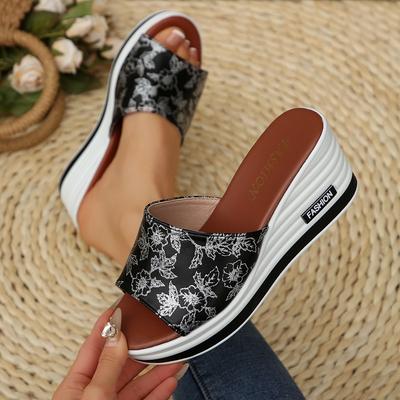 Summer New Fashion Fish Mouth Wedge Sandals Casual Large Size Women's One-line Sandals Women
