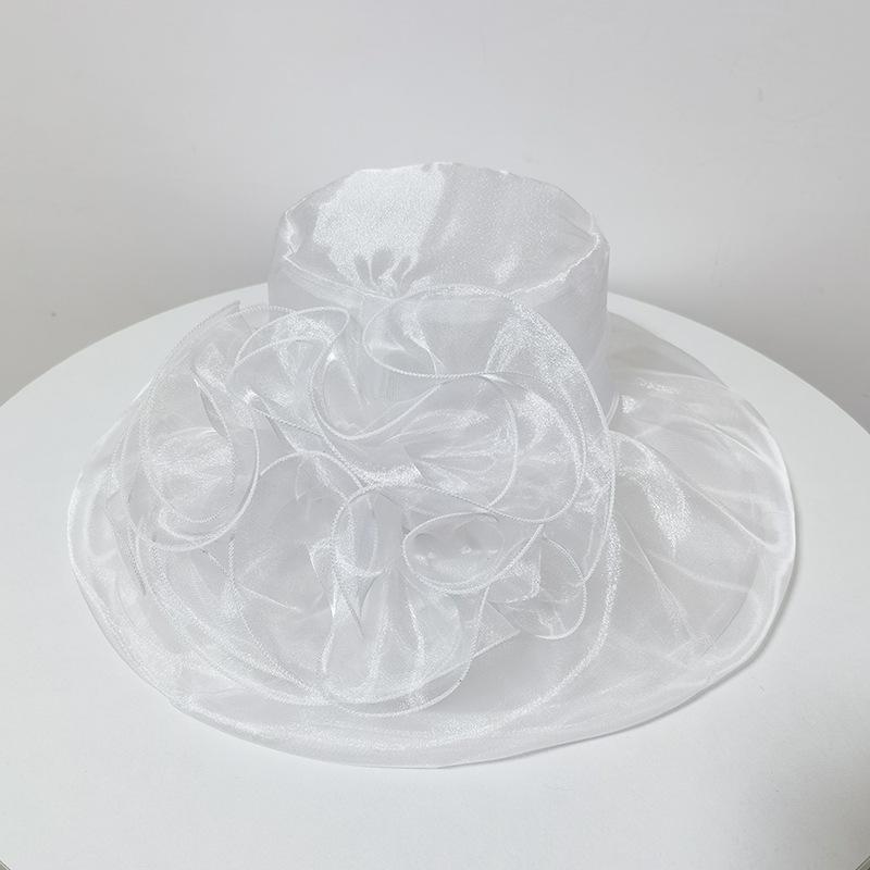 Eugen yarn hat women's European and American style retro big edge flower mesh yarn hat travel visor