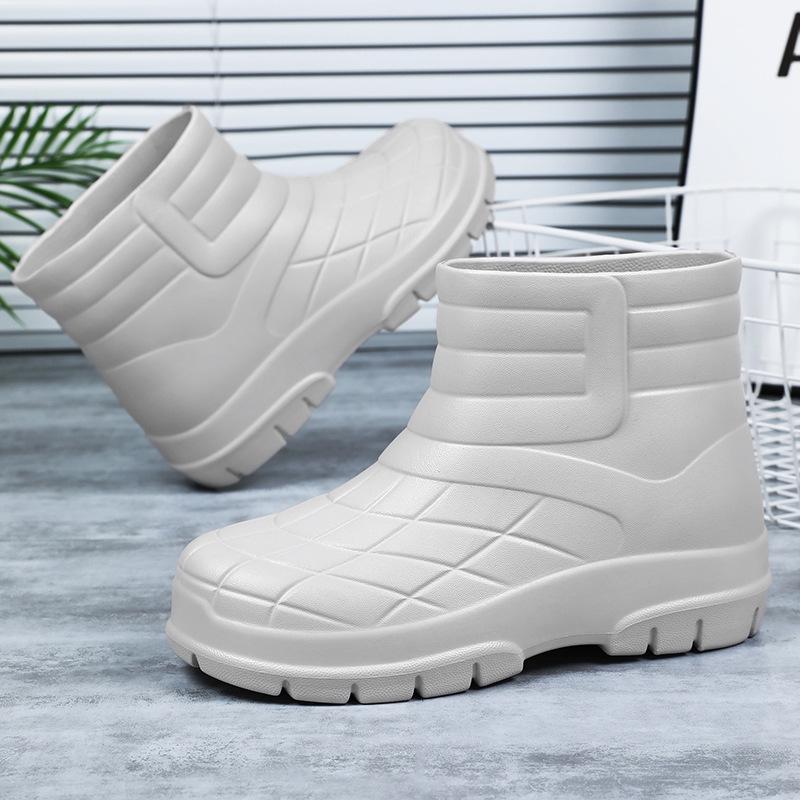 Rain shoes men's fashion mid-tube trend low-rise rain boots outdoor waterproof shoes fishing couple non-slip short rubber shoes
