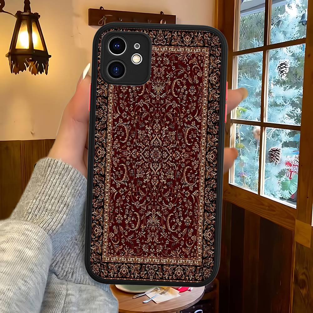 Persian Carpet Floral Art Phone Case For IPhone 15 14 13 12 11 Pro Max X XS MAX Plus Matte Soft Back Cover