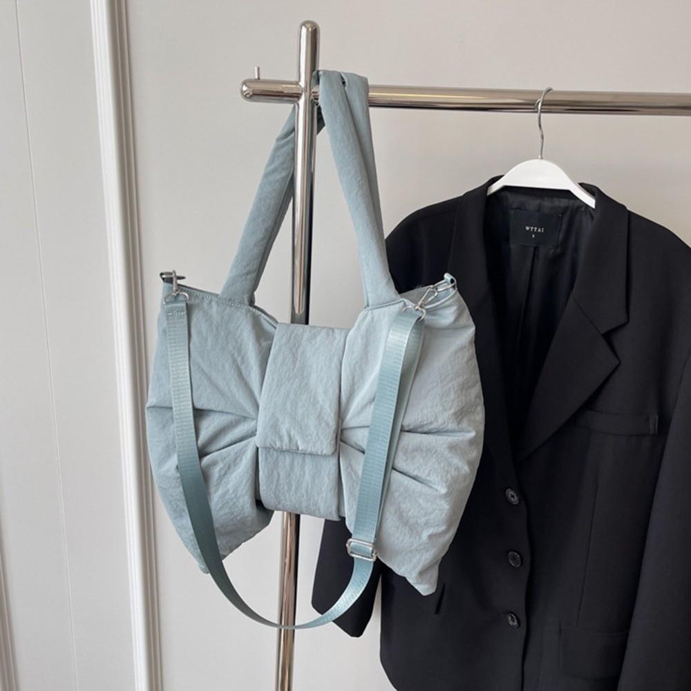 Cotton Padded Ruched Bowknot Shoulder Bag Large Capacity Crossbody Bags  Woman