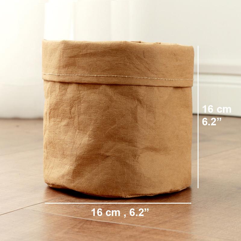 Retro Kraft Paper Flower Basket Desktop Makeup Washable Fabric Storage Basket Flower Pot Cover Pen Holder Home Supplies