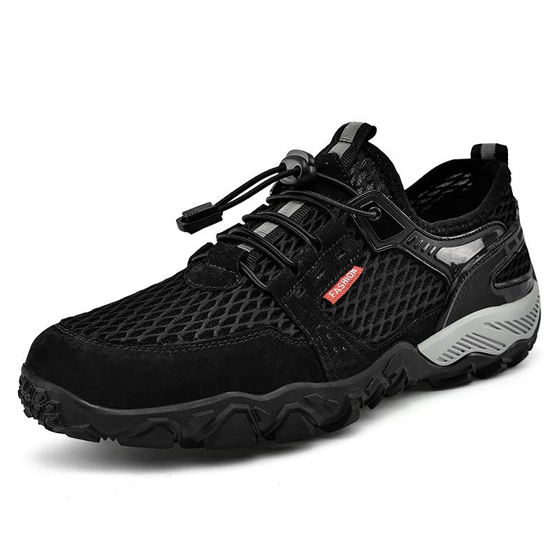 2025 Men's Breathable Leather Outdoor Casual Hiking Shoes - Non-Slip, Soft Sole, Mesh Design