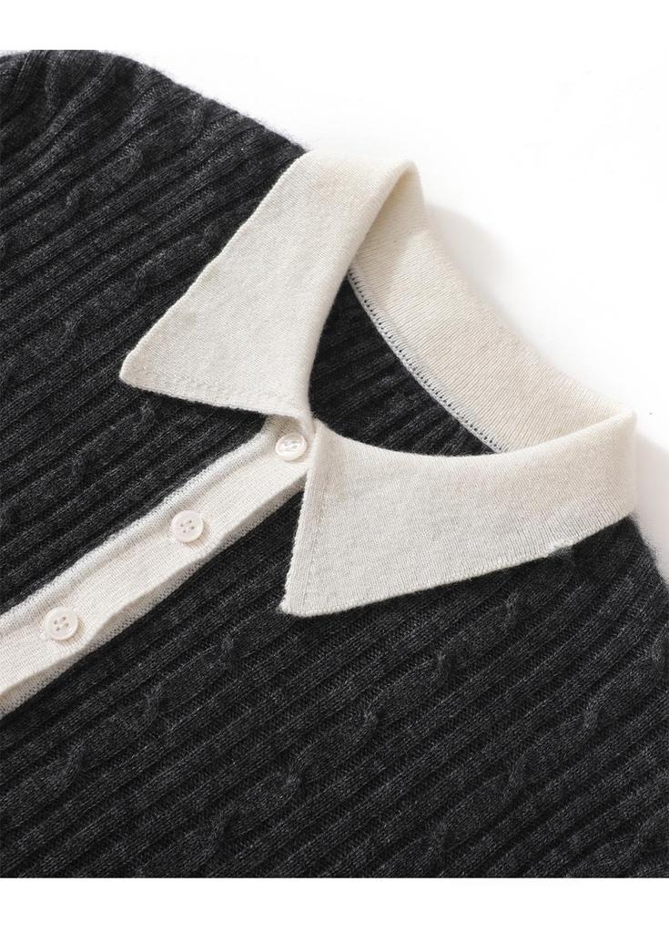 Women's Retro Cashmere Cable Knit Polo Sweater - New Year 2026 Autumn/Winter Collection
