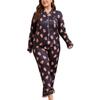 Women's Plus Size Cross-Border Fashion Pajama Set with Lapel Cardigan and Long Pants - Christmas Autumn Winter Collection