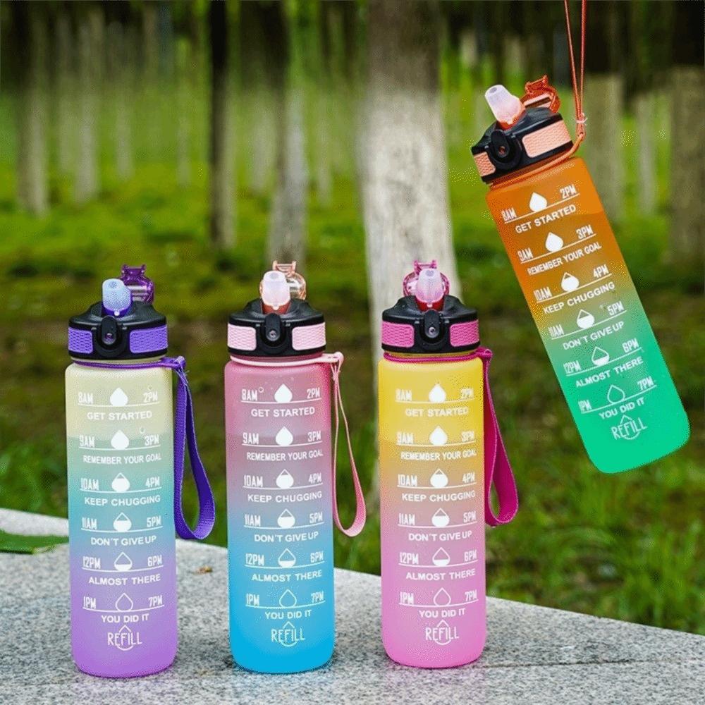 1000ML Straw Sports Water Kettle Large Capacity Straw Plastic Water Bottle Cycling