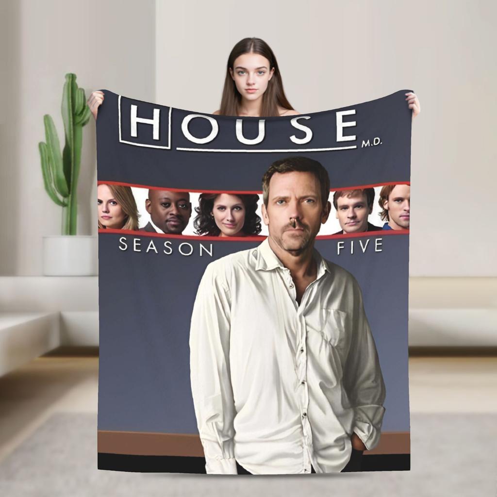 House MD Blanket Hugh Laurie Dr House Plush Vintage Warm Throw Blanket for Chair Covering Sofa Spring Autumn