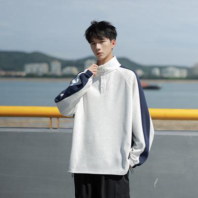 Stehkragen Sweatshirt Herren Herbst Retro Spleißen Frühling und Herbst Pullover Jacke