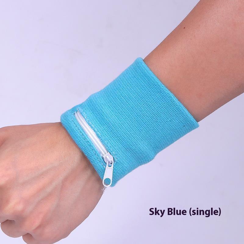 

Authentic Basketball Running Sports Wipe Polyester Cotton Zipper Wrist Guard Sweat Absorbing and Wiping Wrist Guard Zero Wallet білий