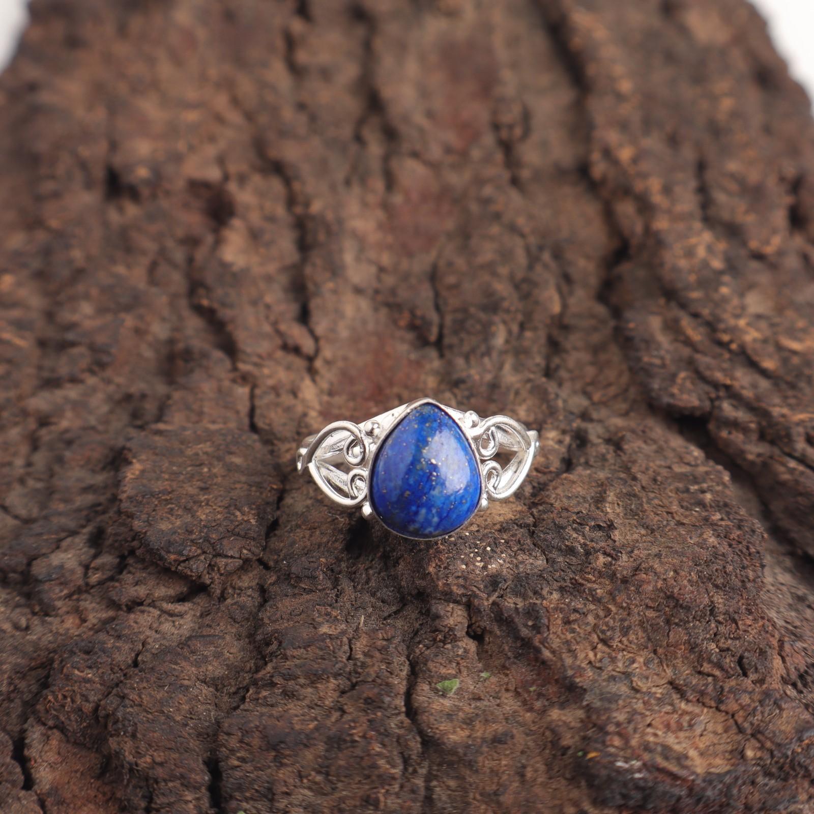 

Кольцо Вечности из Лазурита, Сентябрьское Бохо-кольцо, Ювелирное изделие, Серебро 925 пробы, RR-46-29 15