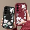 White Flower Pattern Matte TPU Soft Phone Case For Samsung S25 Plus S24 FE S23 Ultra S22 A56 A36 A16 A15 A55 A06 A05 A35 A34 Shockproof Bumper Cover