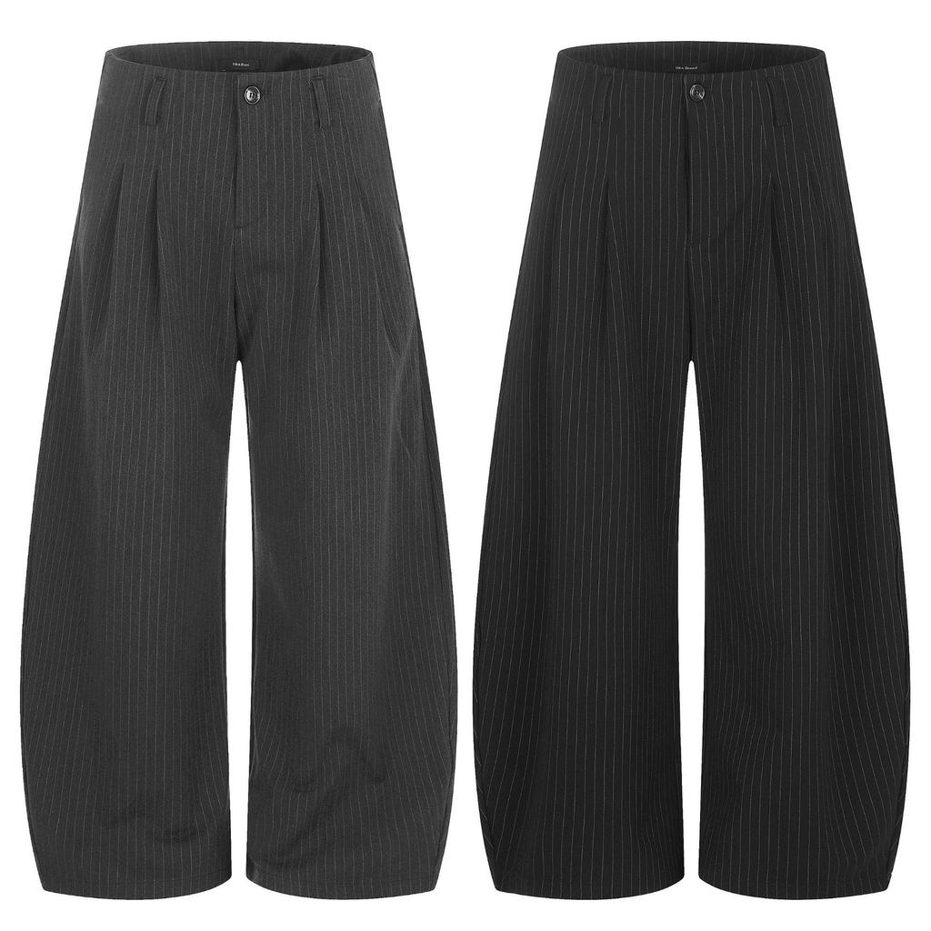 11KN Striped Wide-Leg Trousers for Men and Women - Loose, Versatile, Pleated, Casual Old Money Style