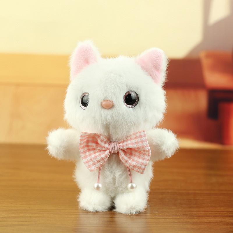 

Plush Cat Keychain Toy With Pp Cotton Filling For Backpack Decor And Gift White