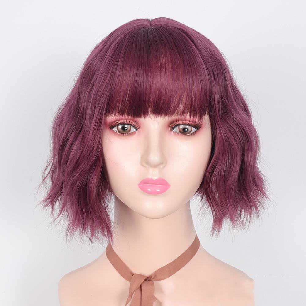 

Короткие волнистые парики Bybrana для чернокожих женщин, афроамериканские синтетические рыжие парики с челкой, термостойкий парик для косплея