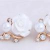 Koreanische Mode Rose Blume Harz Rose Ohrringe Neue Koreanische Damen Imitationsperle Kristall Ohrringe Großhandel Damen Zirkon
