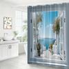 Waterproof Shower Curtain Ocean View Mediterranean Tropical Resort Style Bathroom Curtain Liner Decor Luxury Beach Scene Shower