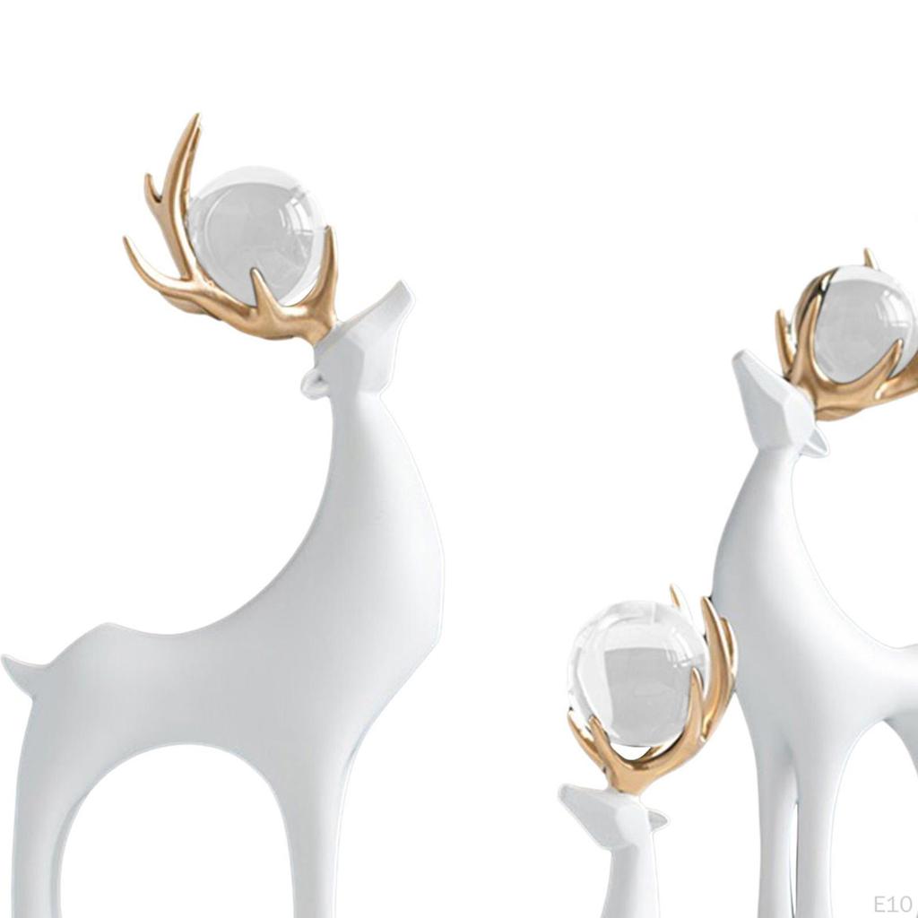 3 Pieces Christmas Elk Statues Reindeer Figurines Ornaments Set Animal Statue for Father's Day