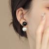 New Retro French Sweet Pearl Temperament Drop Earrings Fashion Black White Beads Senior Simplicity Women Hot Earrings Jewelry