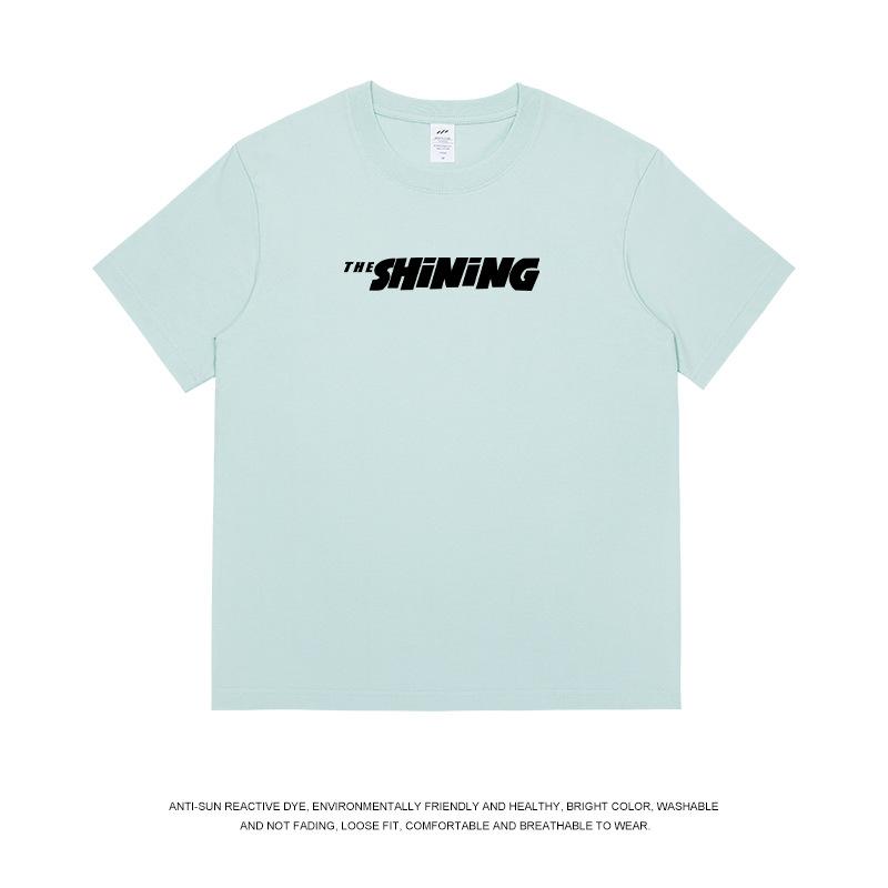 Casual Short-Sleeved T-shirt Boys Heavy Cotton Minimalist Design Letter Printing T-shirt Top Female Summer