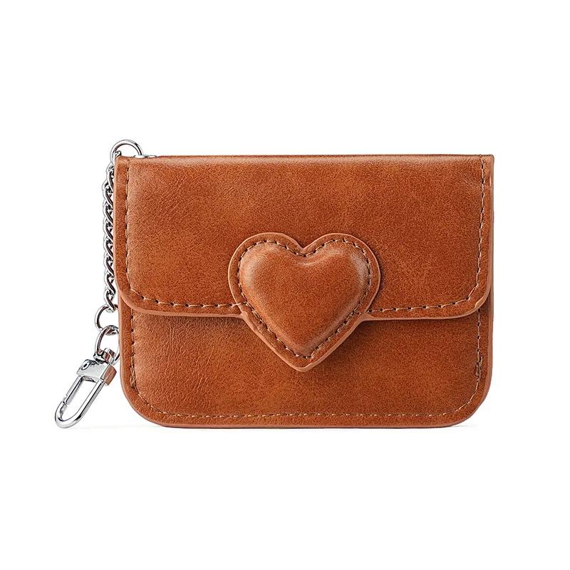 Multi-card Card Holder Wallet Bags Travel Cash Coin Bag PU Leather Card Holder Purse Women Cute Heart Shaped Small Wallet