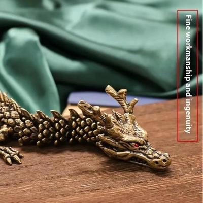 1 pièce 2026 Articulations Mobiles Corps Alliage Antique Dragon Porte-Bonheur Bureau Artisanat Statue Dragon 3D Ornement Décoration Maison Cadeaux