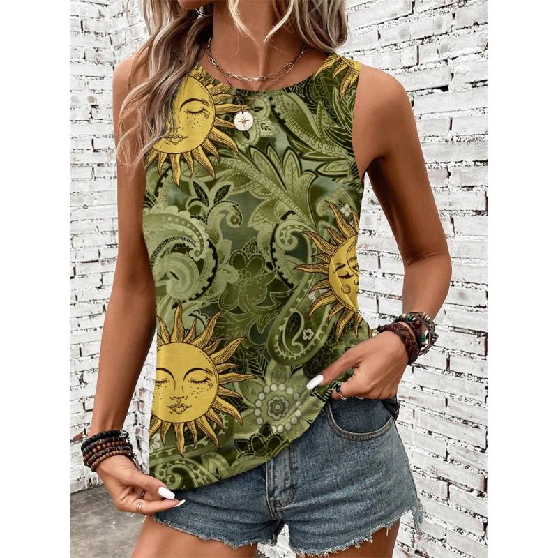 Summer Simple Striped 3D Print Tank Tops Women Fashion Streetwear Oversized O-Neck Vest Off Shoulder Sleeveless Woman Camisole
